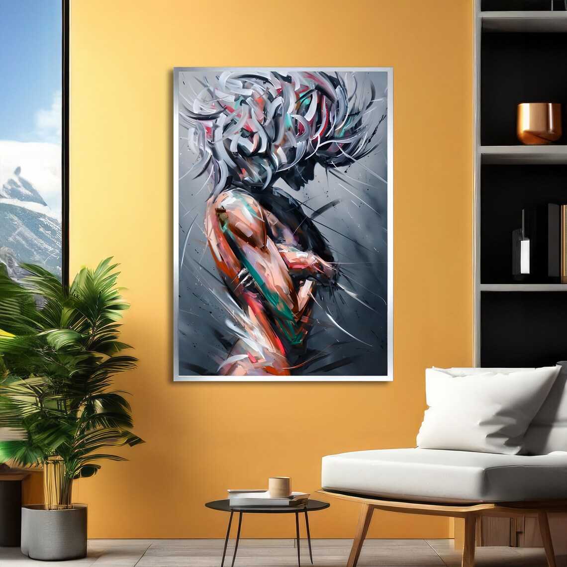Abstract Woman With Flowing Colorful Hair in a Modern Art Poster - Image 2
