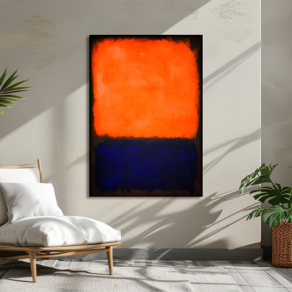 Tangerine Orange and Cobalt Blue Rothko Style Abstract Poster - Image 4