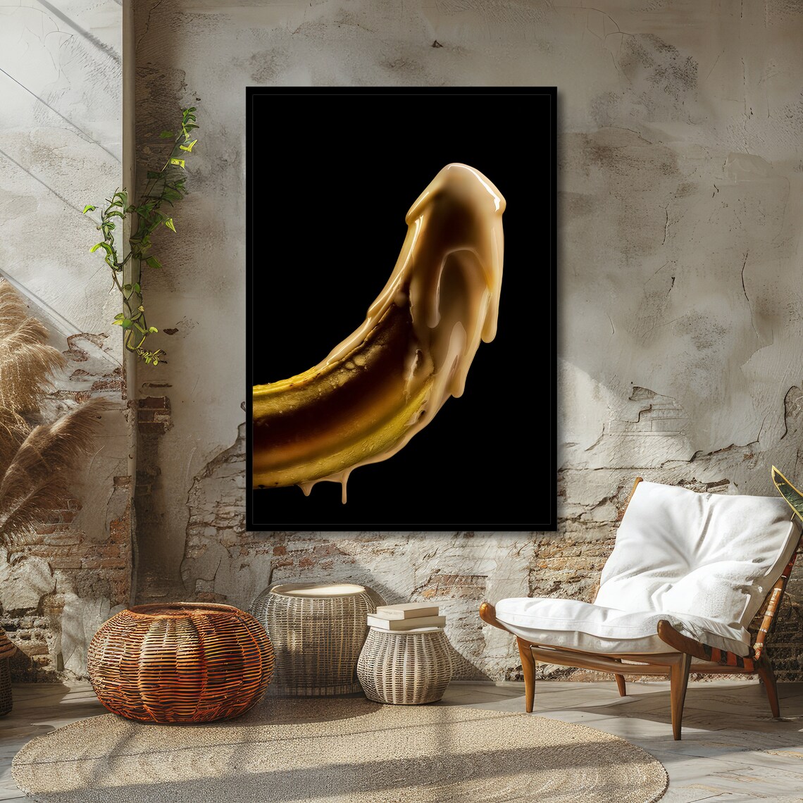 Seductive Banana Drip Art Erotic Food Art Unique Kitchen Wall Decor Ready To Hang - Image 4