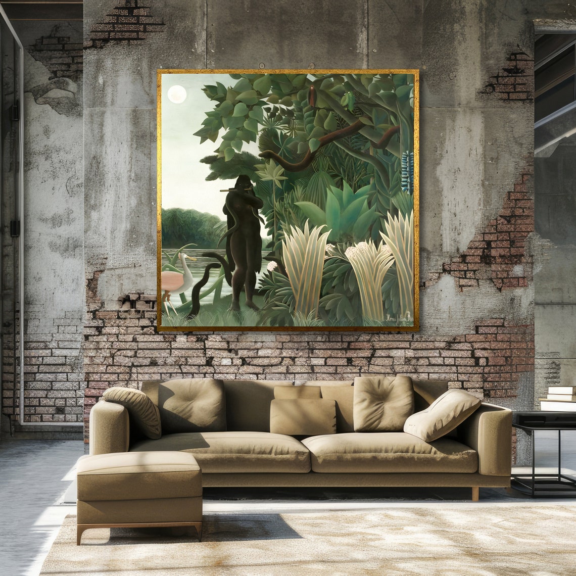 Rousseau The Snake Charmer Flute Player in Moonlit Jungle Poster - Image 3