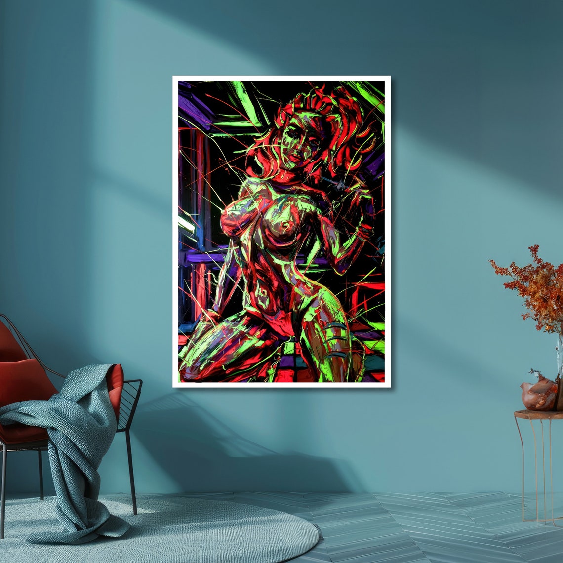 Neon Censored Woman Graffiti Blacklight Bold Modern Pop Art Poster - Image 6