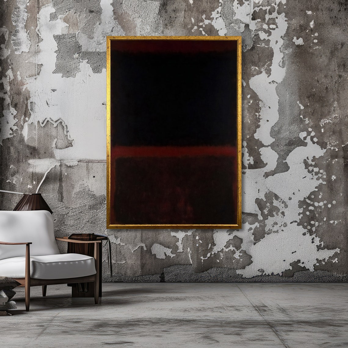 Midnight Black with Deep Red Edges Rothko Style Abstract Poster - Image 3