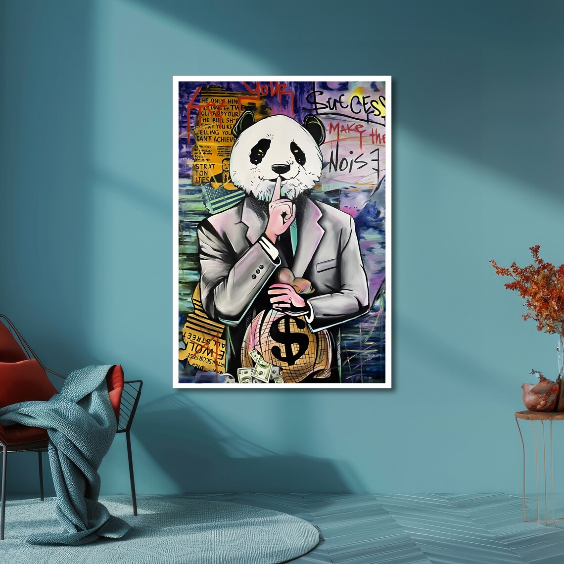 Panda Banker With Money Bag Graffiti Success Street Art Poster - Image 6