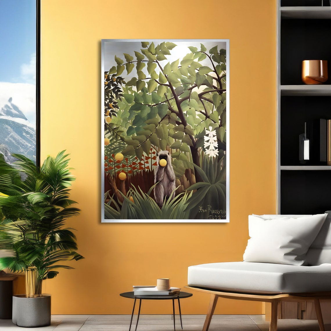 Jungle With Lemur Rousseau Inspired Art Bold Abstract Print Modern Wall Art Ready To Hang Decoration - Image 2