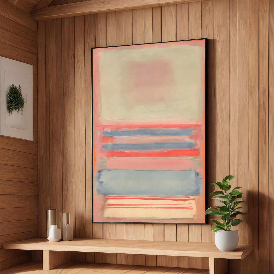 Soft Pastel Blush and Sky Stripes Rothko Style Abstract Poster