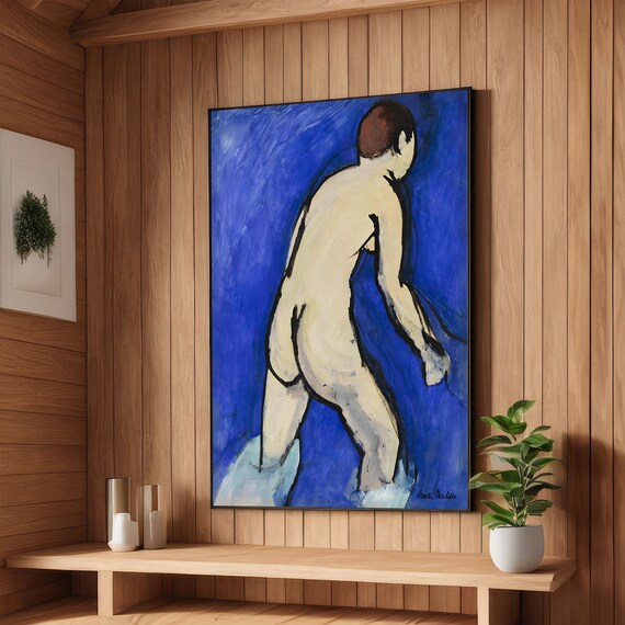 Matisse Blue Nude Woman Standing Against Deep Blue Fauvist Poster