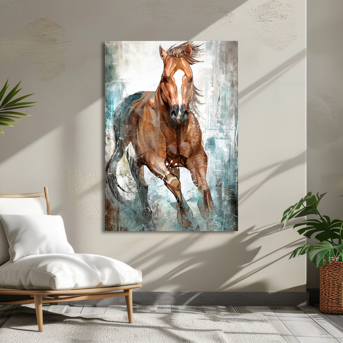 Galloping Chestnut Horse in Motion Watercolor Equine Art Poster - Image 3