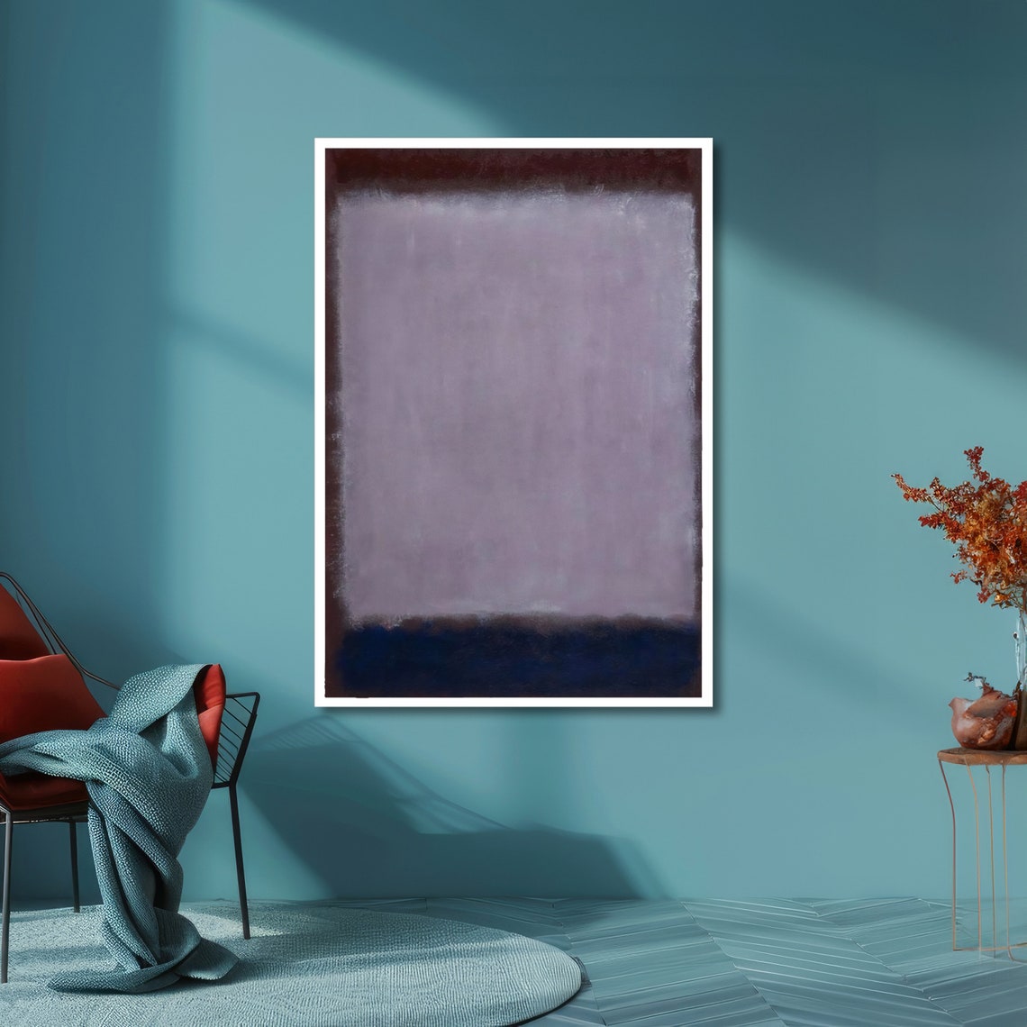 Muted Lavender Purple and Navy Rothko-Inspired Artwork Poster - Image 6