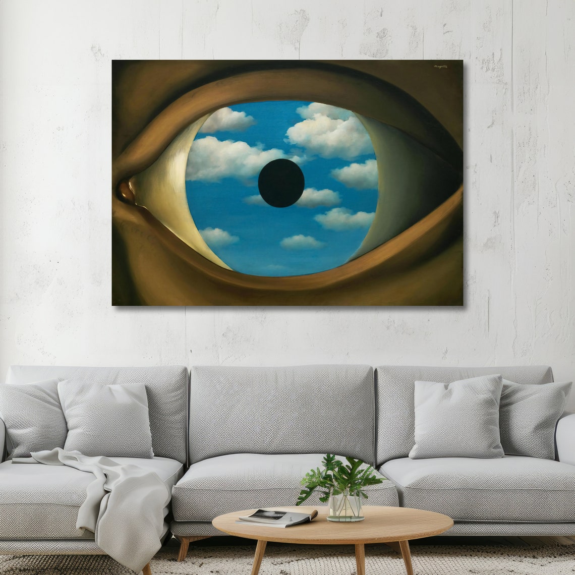 Magritte The False Mirror Giant Eye with Cloudy Blue Sky Poster - Image 5