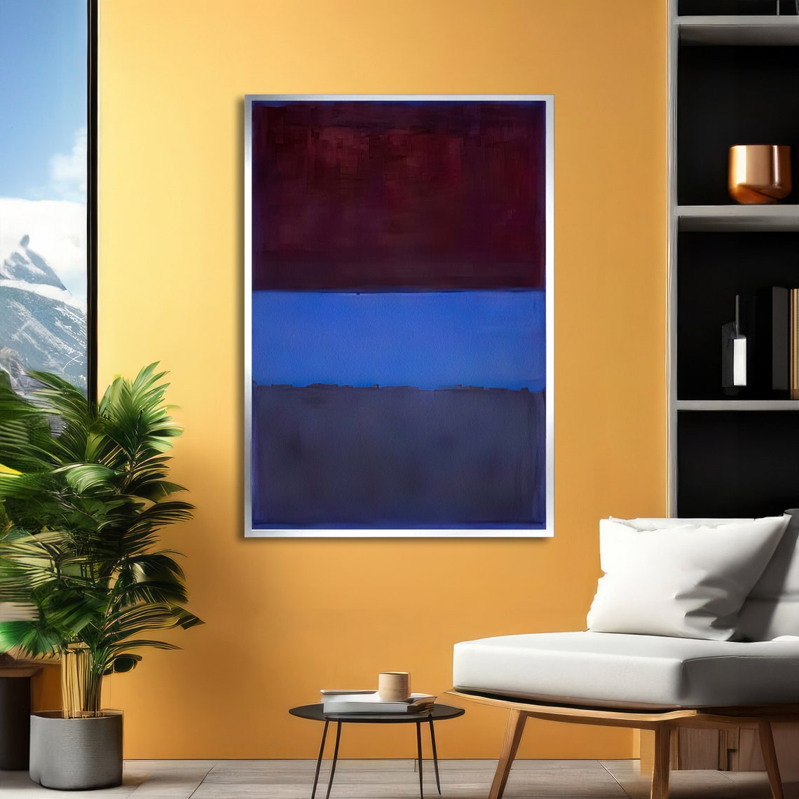 Maroon and Cobalt Blue Rothko Style Abstract Color Field Poster - Image 2