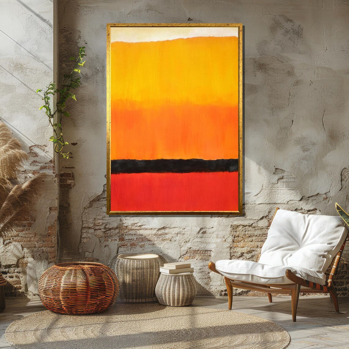 Vibrant Rothko Inspired Abstract Yellow and Red Color Field Art Poster - Image 2