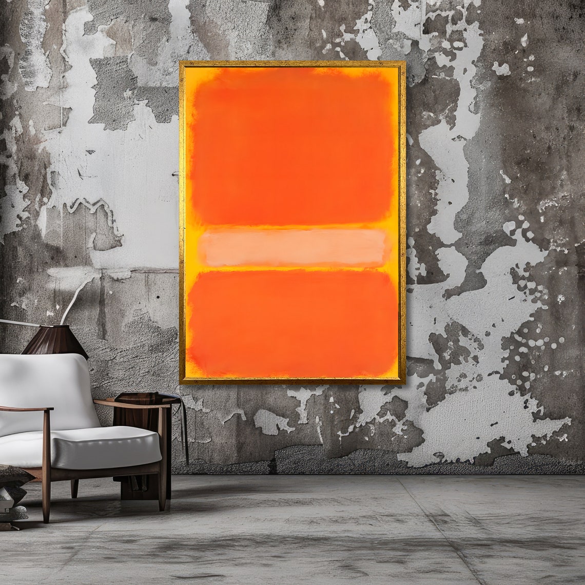 Fiery Tangerine on Golden Yellow Rothko Style Abstract Poster - Image 3