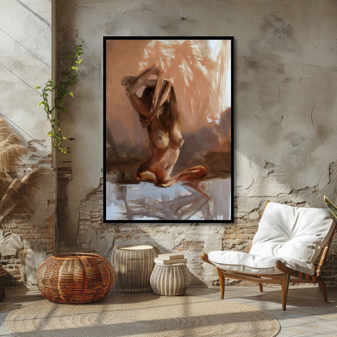 Abstract Nude Art Sensual Female Figure Erotic Wall Decor Ready To Hang - Image 4