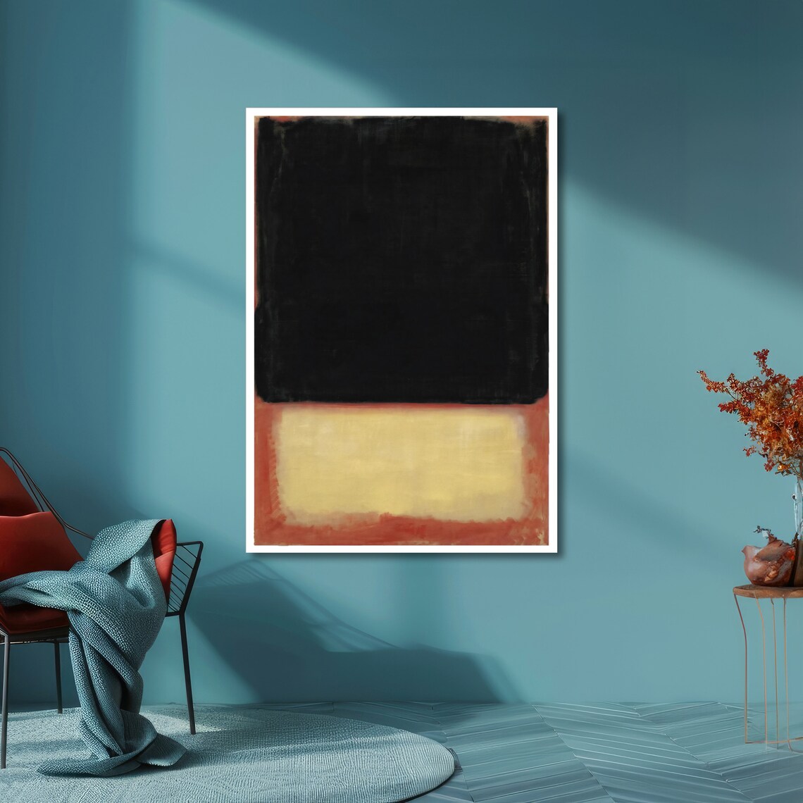 Black and Pale Gold Horizon Rothko Style Abstract Color Poster - Image 4
