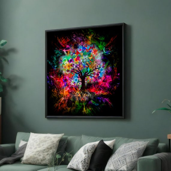 Vibrant Tree Of Life Colorful Nature Art Ready To Hang Wall Decor