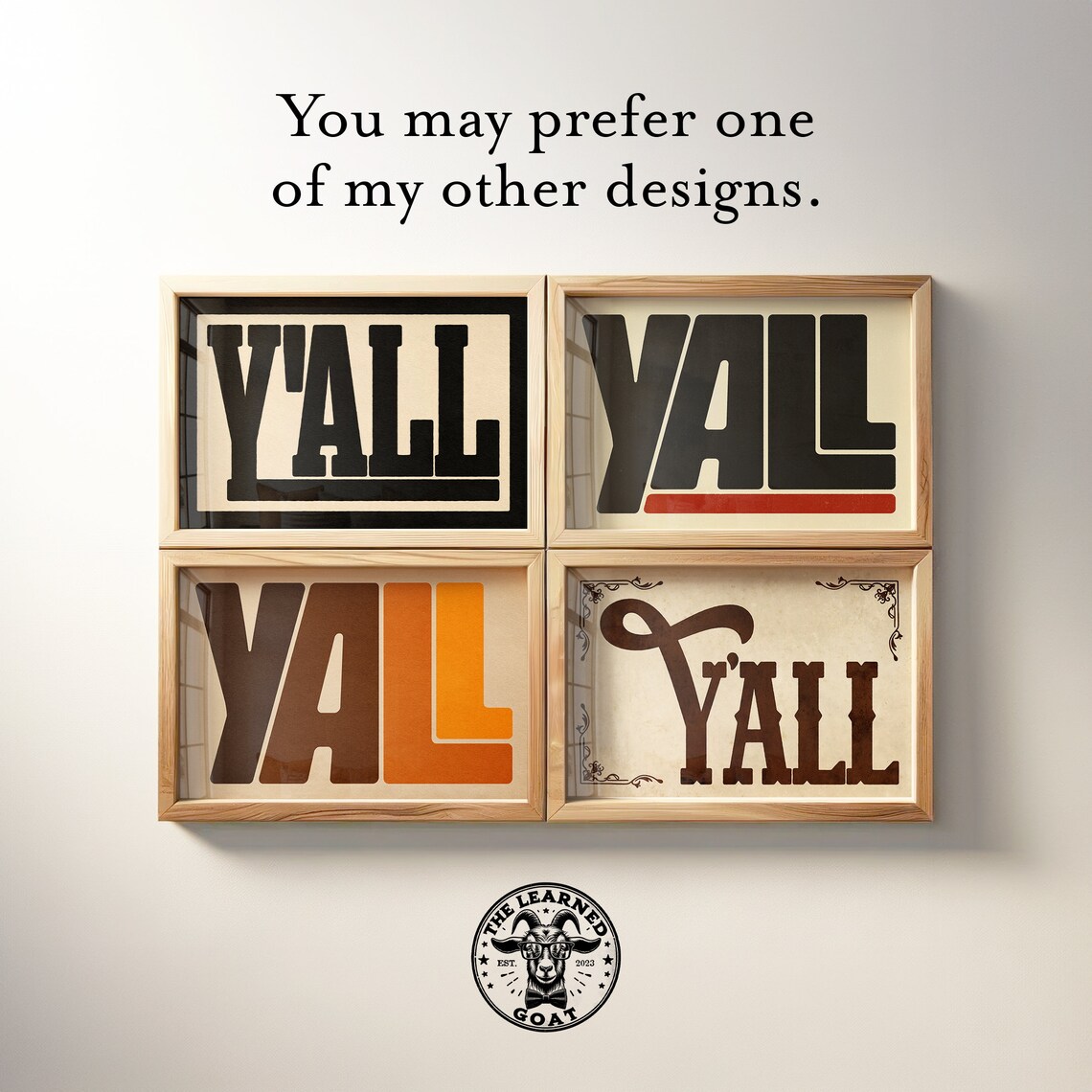 Yall Distressed Brown Block Vintage Cream Western Wall Poster - Image 4