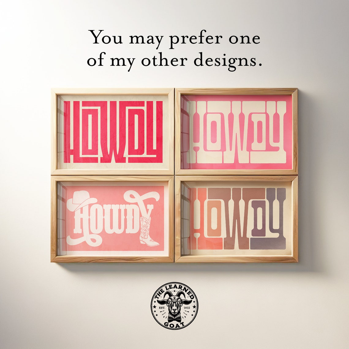 Howdy Multicolor Plum Rose Peach Sage Retro Block Letter Wall Poster - Image 4