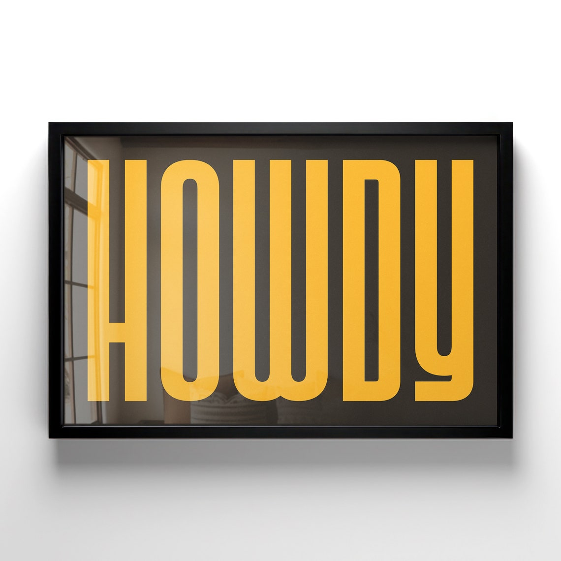 Bold Yellow Howdy Typography Black Background Statement Poster