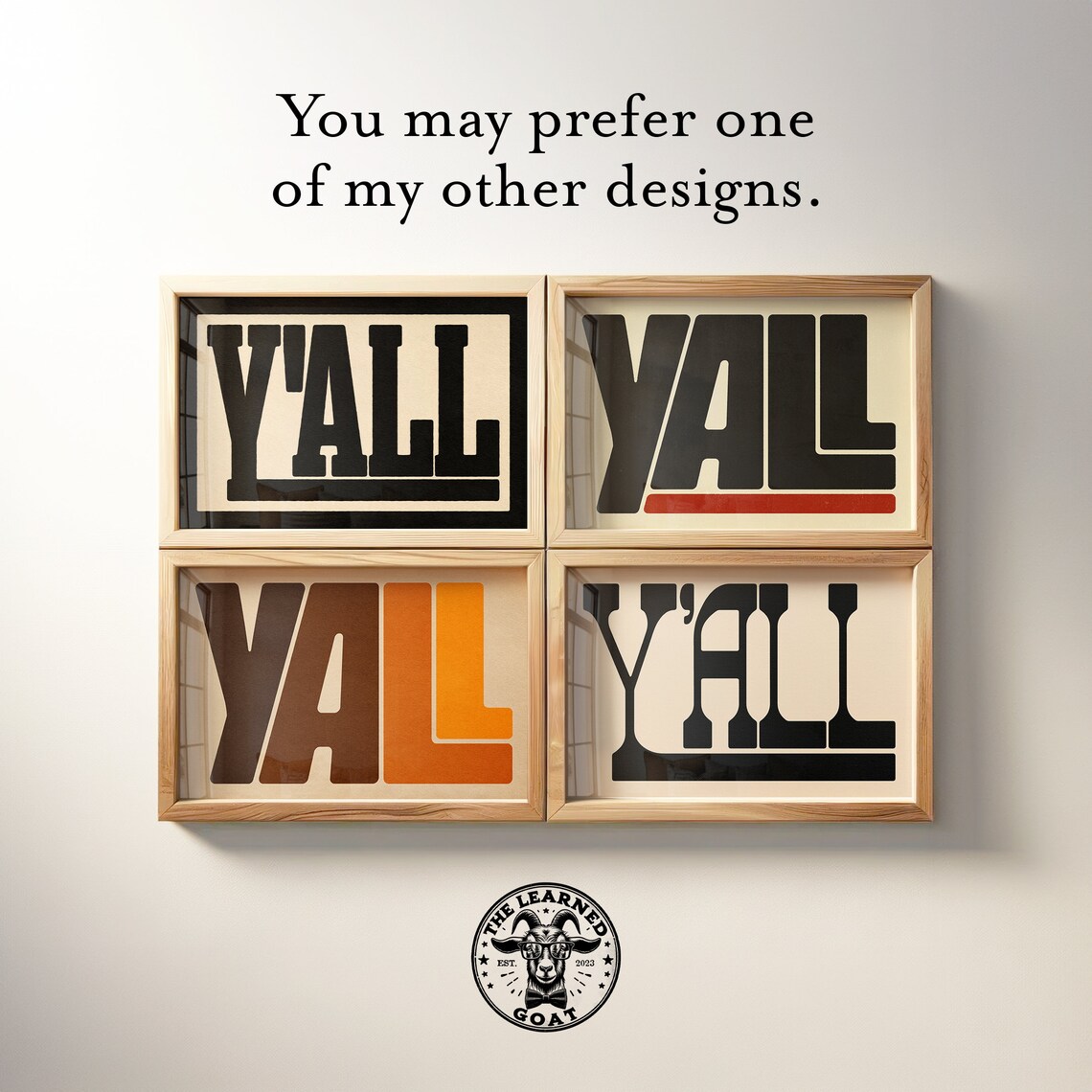 Y'All Tall Black Serif Letter Cream Modern Minimalist Home Print - Image 4