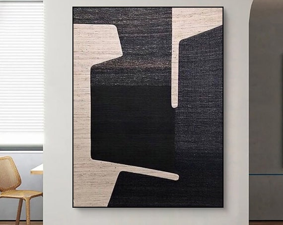 Wabi Sabi Wall Art Black And Beige Abstract Painting On Black Beige Textured Wall Art Modern Minimalist Painting Entrance Wall Art