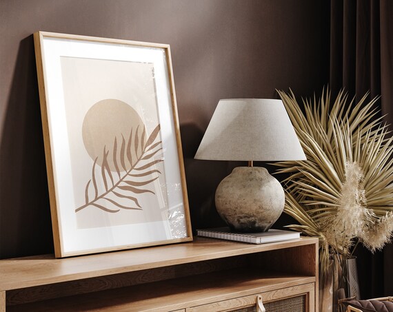 Boho Leaf Wall Art Sun Wall Art Modern Wall Decor Leaf Wall Prints Botanical Wall Art Tropical Leaf Wall Art Neutral Print Leaf Print