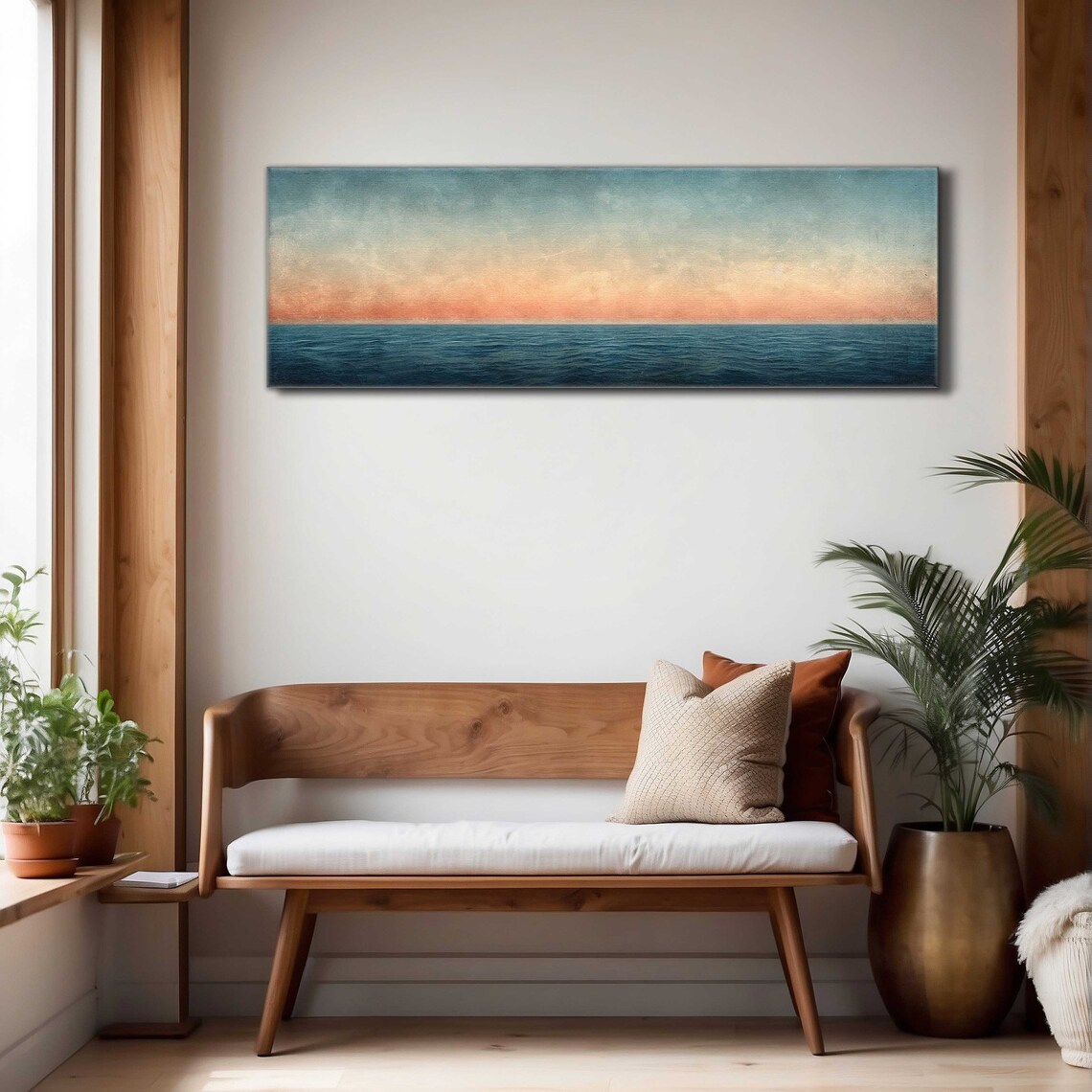 Modern Seascape, Minimalist Bedroom Wall Art Print - Image 4