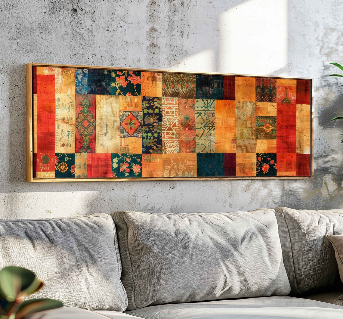 Vintage Tapestry Patchwork Boho Wall Art Print
