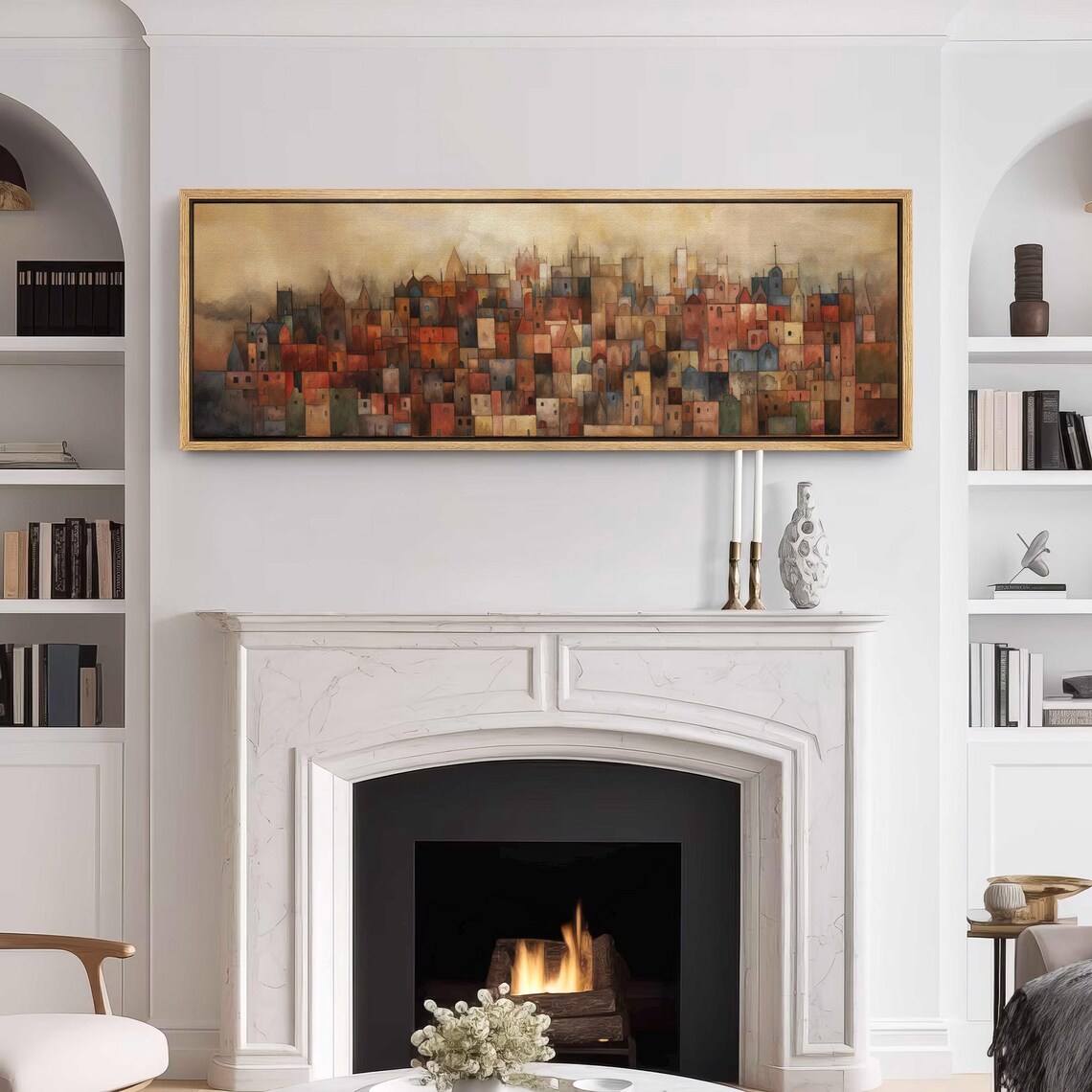 Mid-Century Modern Abstract Cityscape Wall Art Print - Image 3