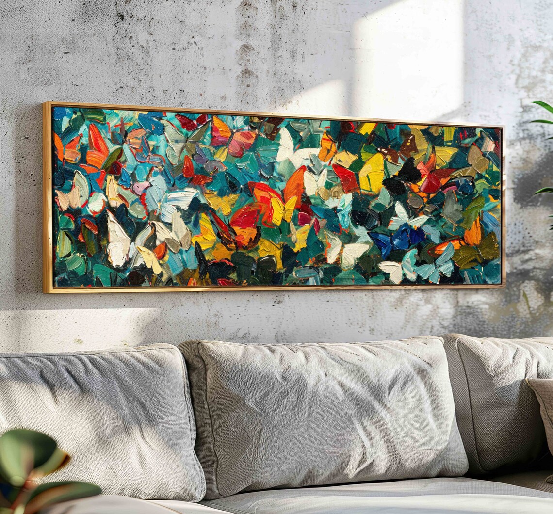 Modern Butterflies Abstract Panoramic Wall Art Print