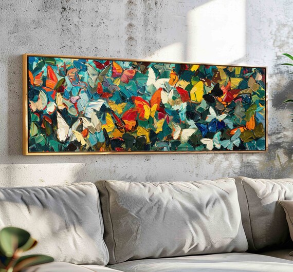 Modern Butterflies Abstract Panoramic Wall Art Print