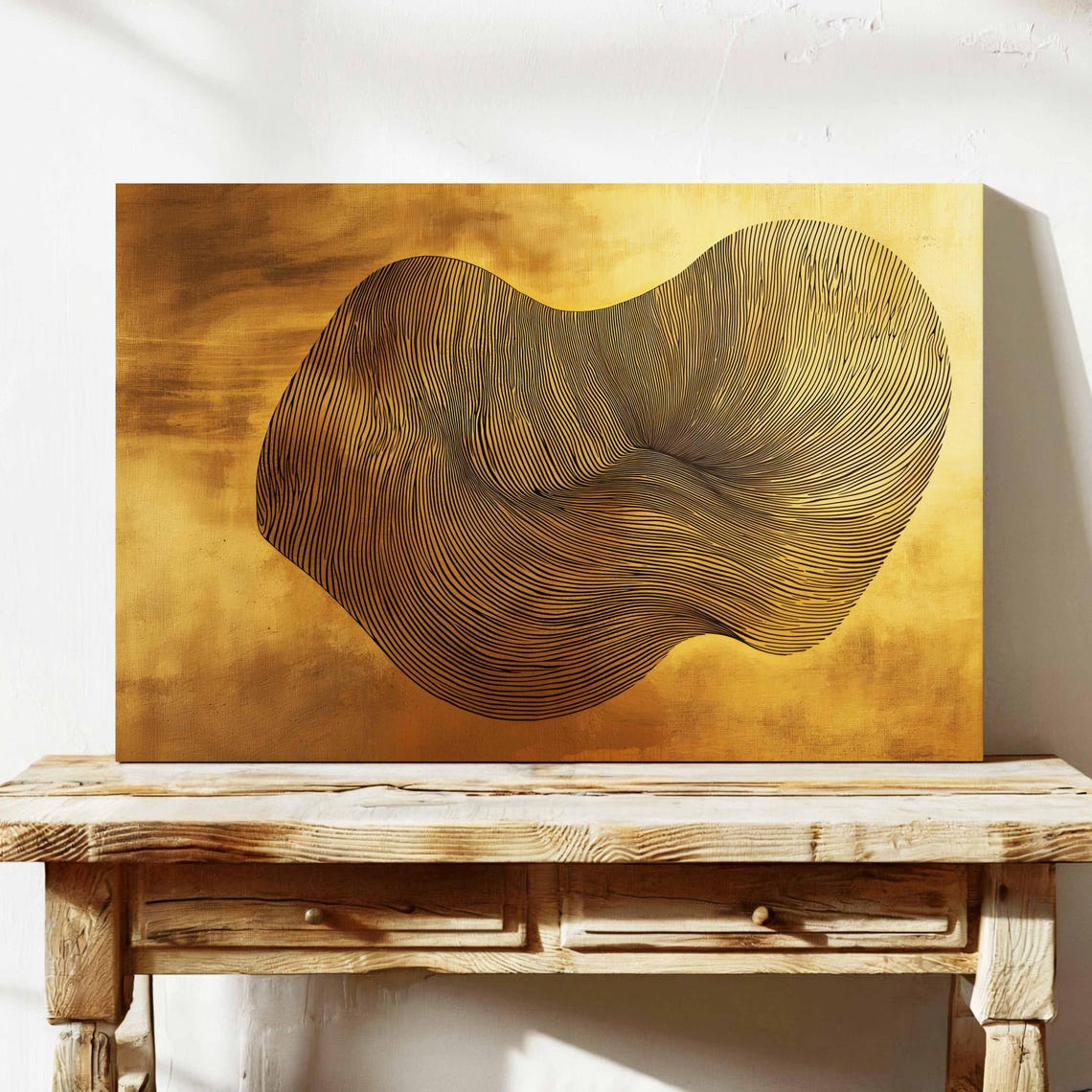 Gold Metallic Abstract Fluid Organic Texture Luxury Art Wall Poster - Image 2