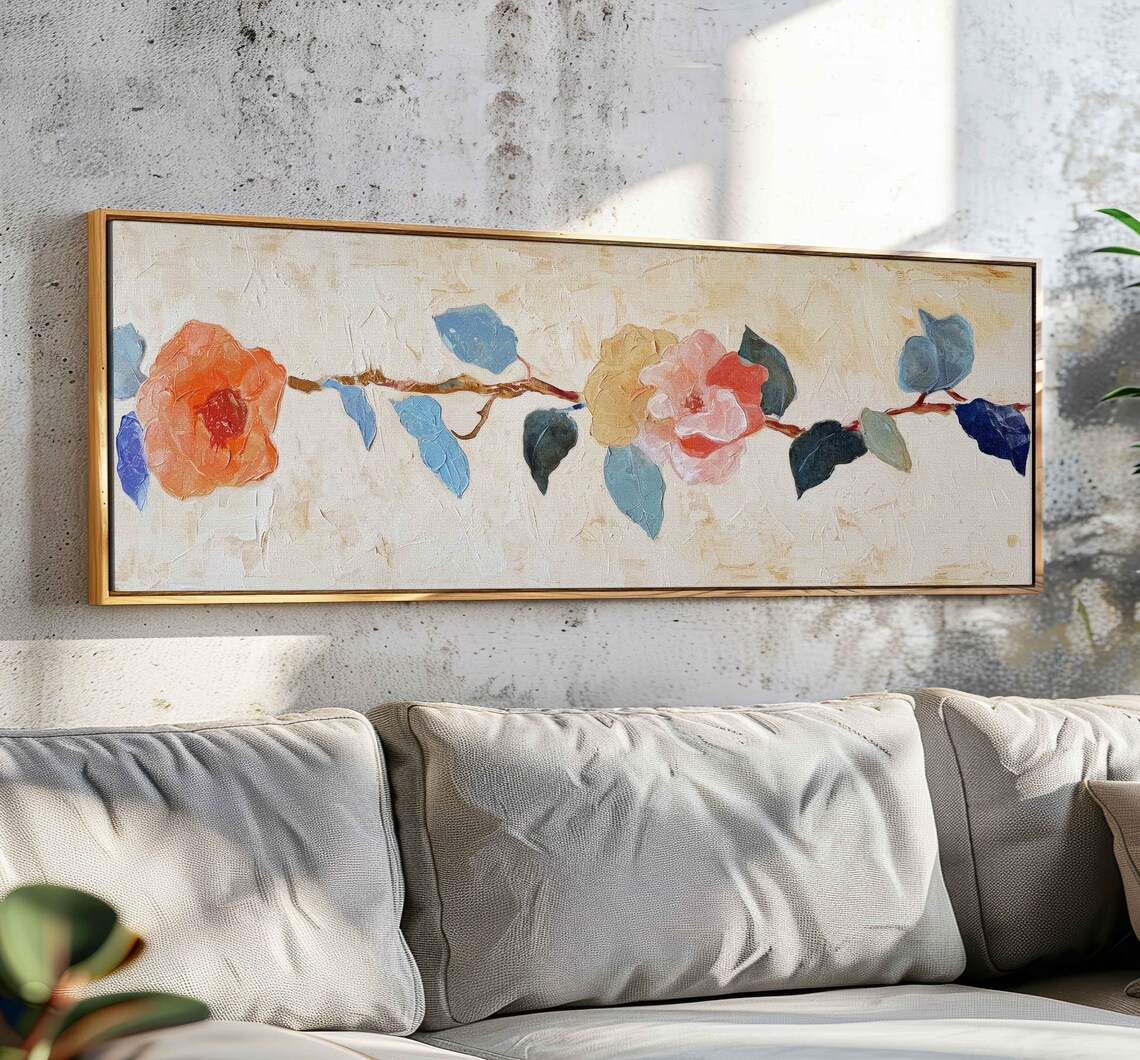 Panoramic Floral Minimalist Art Print, Horizontal