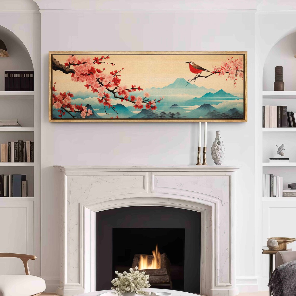 Cherry Blossom Japanese Landscape Art Print - Image 3