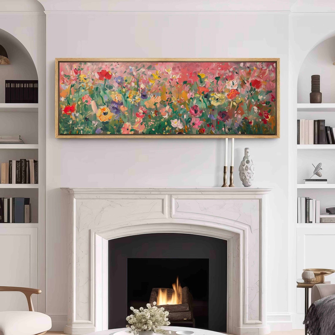 Impressionist Wildflower Meadow Colorful Panoramic Floral Art Print - Image 3