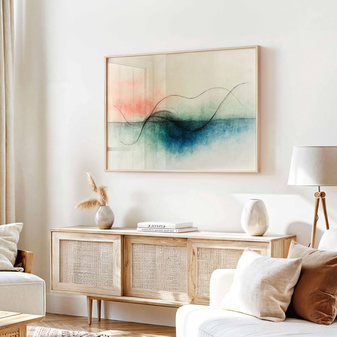 Minimalist Abstract Wave Art Print, Tranquil Ocean Inspired - Image 4