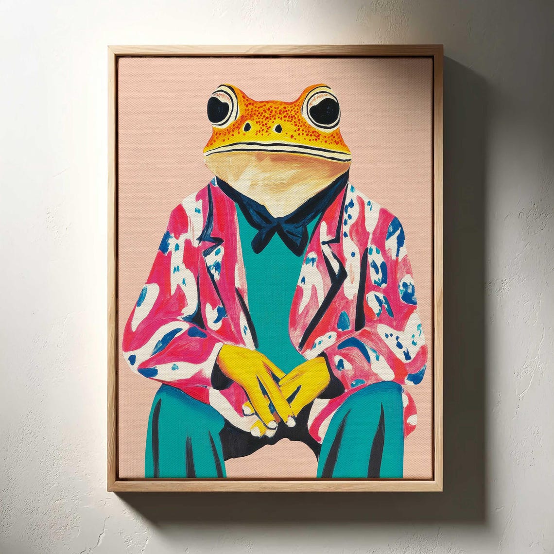 Sitting Toad in Colorful Patterned Robe Quirky Animal Portrait Poster - Image 2
