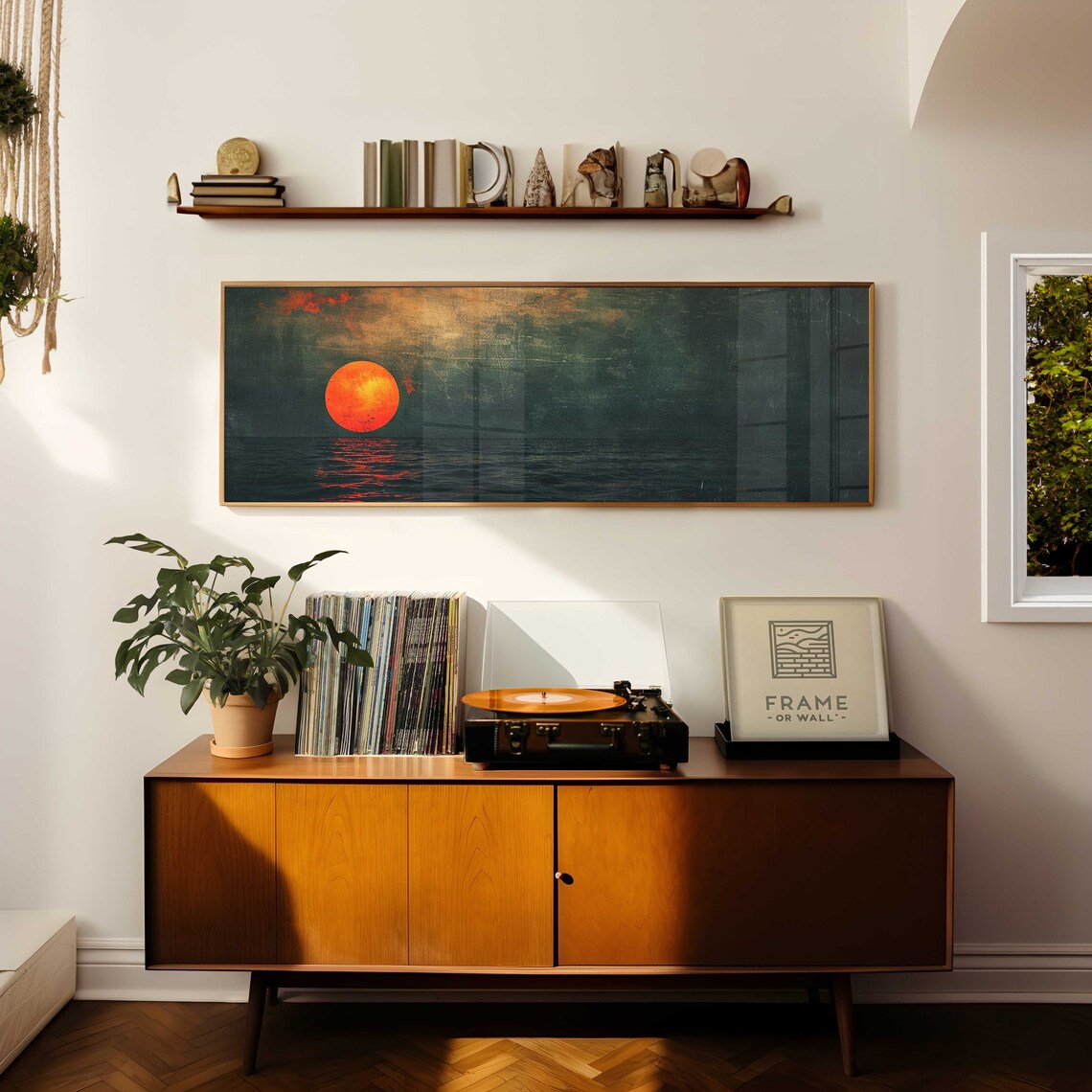 Sunset Over Emerald Green Ocean Vintage Wall Art - Image 2