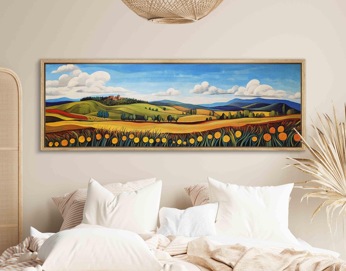 Modern Panoramic Landscape Wall Art Print, Above Bed Decor - Image 2