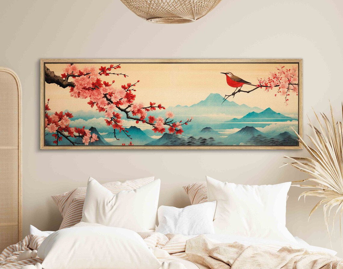 Cherry Blossom Japanese Landscape Art Print - Image 2