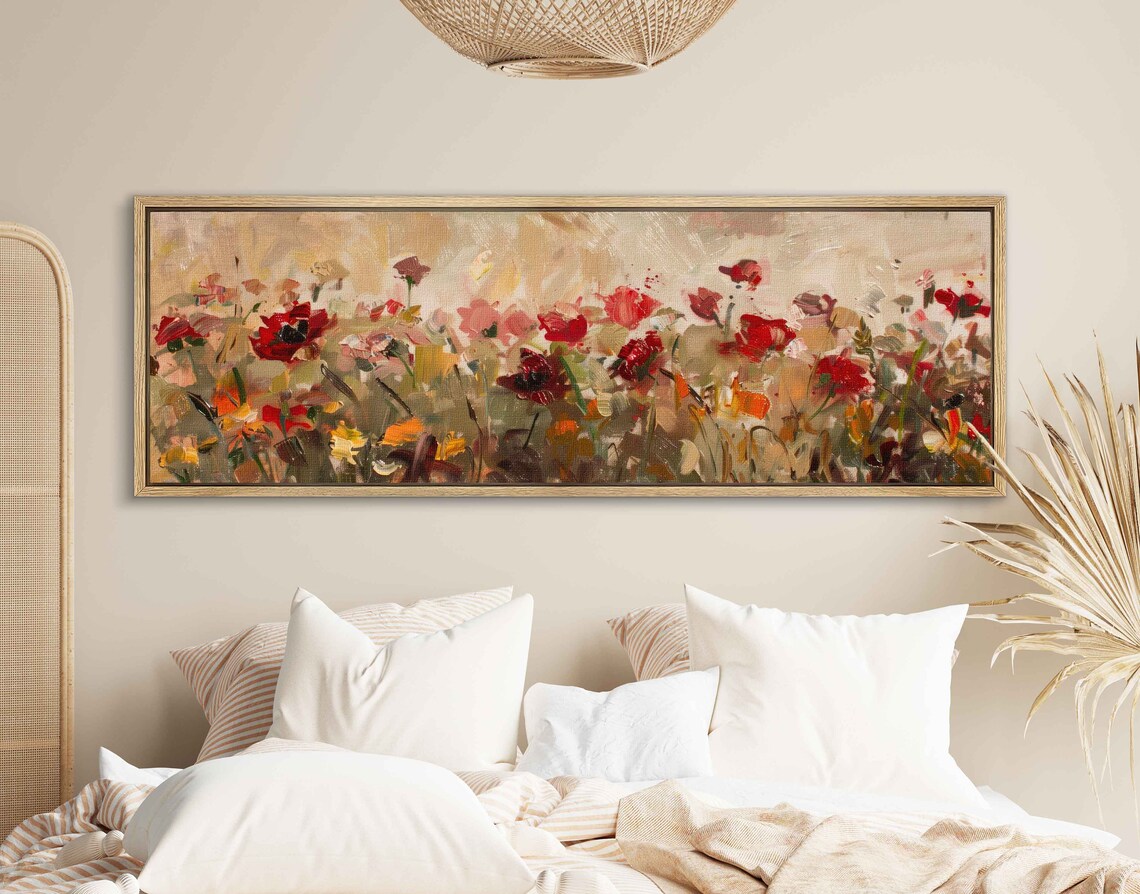 Wildflowers Rose Panoramic Floral Wall Art Print - Image 2