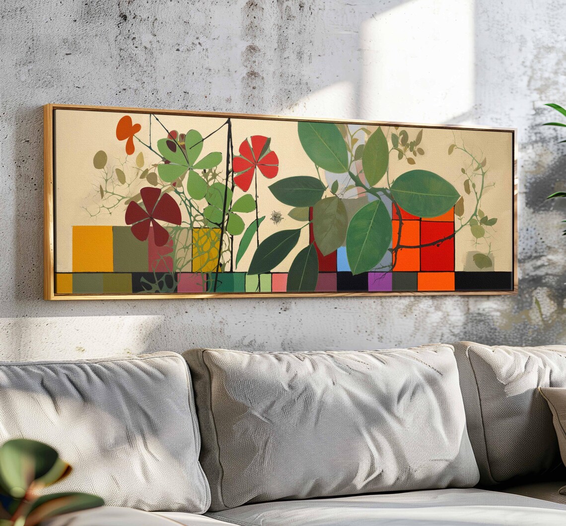 Modern Botanical Floral Wall Print, Mid-Century