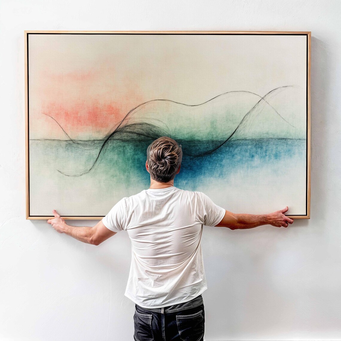 Minimalist Abstract Wave Art Print, Tranquil Ocean Inspired - Image 3