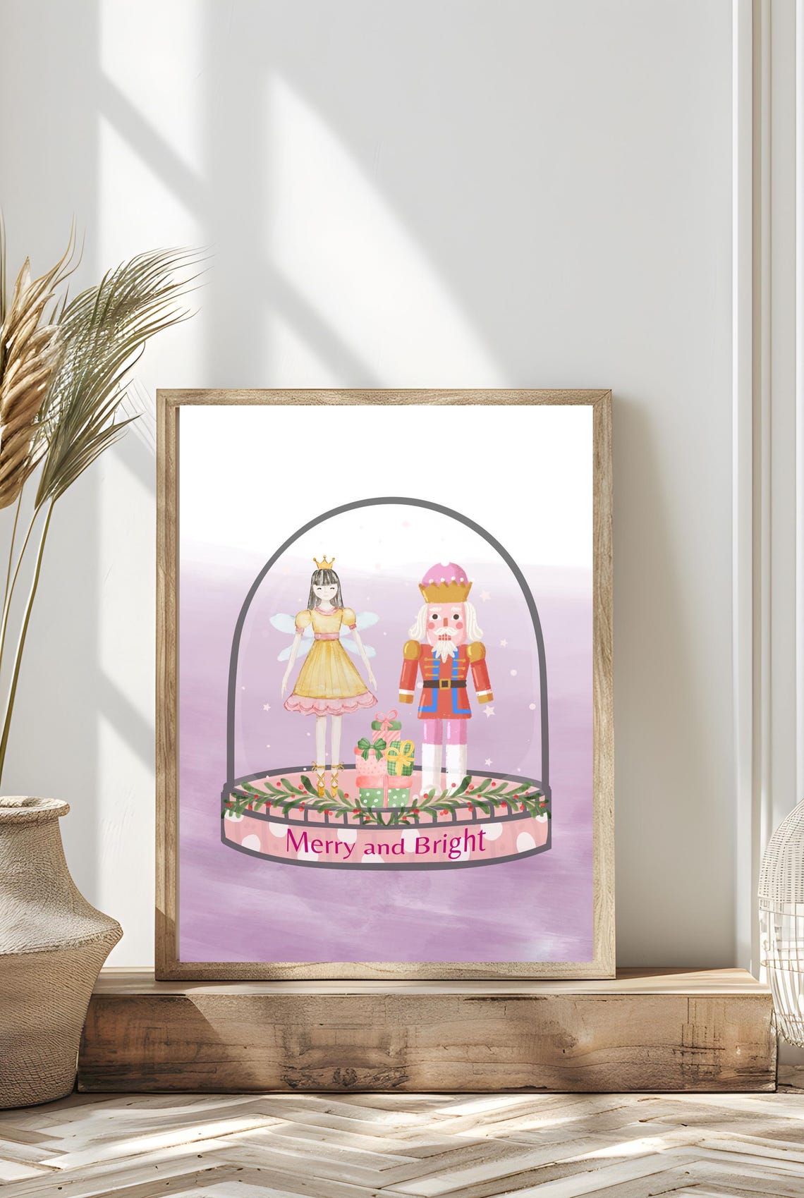 Merry And Bright Snow Globe Nutcracker Ballerina Christmas Poster