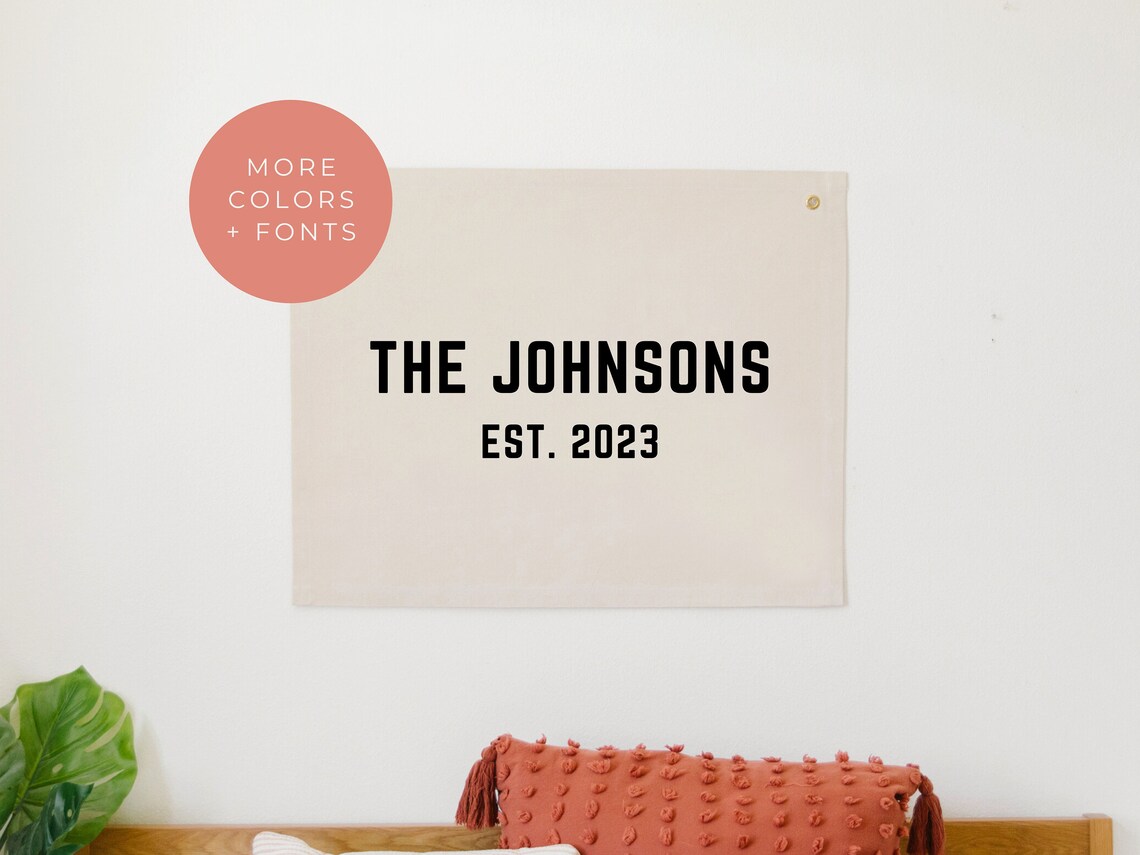 Custom Family Last Name Banner, Personalized Wall Flag