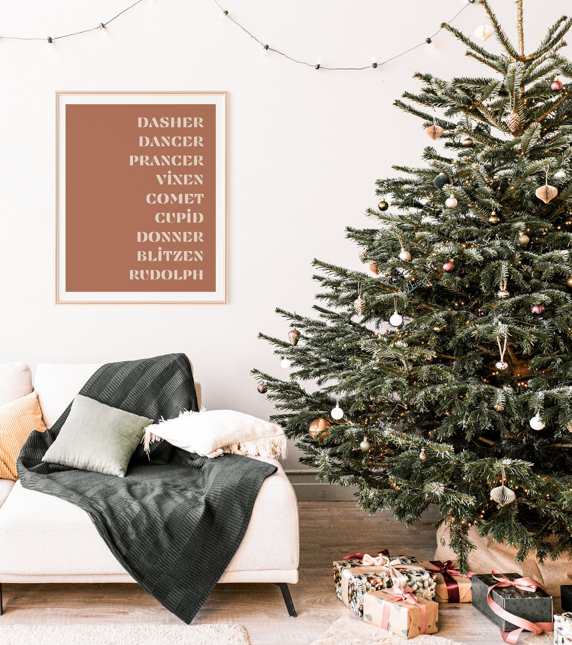 Reindeer Names Rust Dasher Dancer Prancer Rudolph Christmas Poster - Image 2