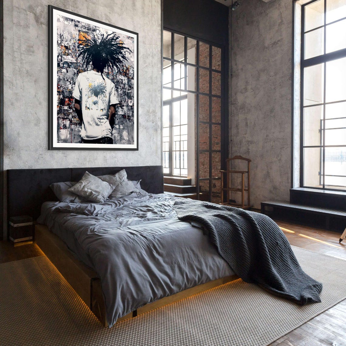 Bold Urban Reflections Dreadlock Portrait In Abstract Graffiti Style Print And - Image 3