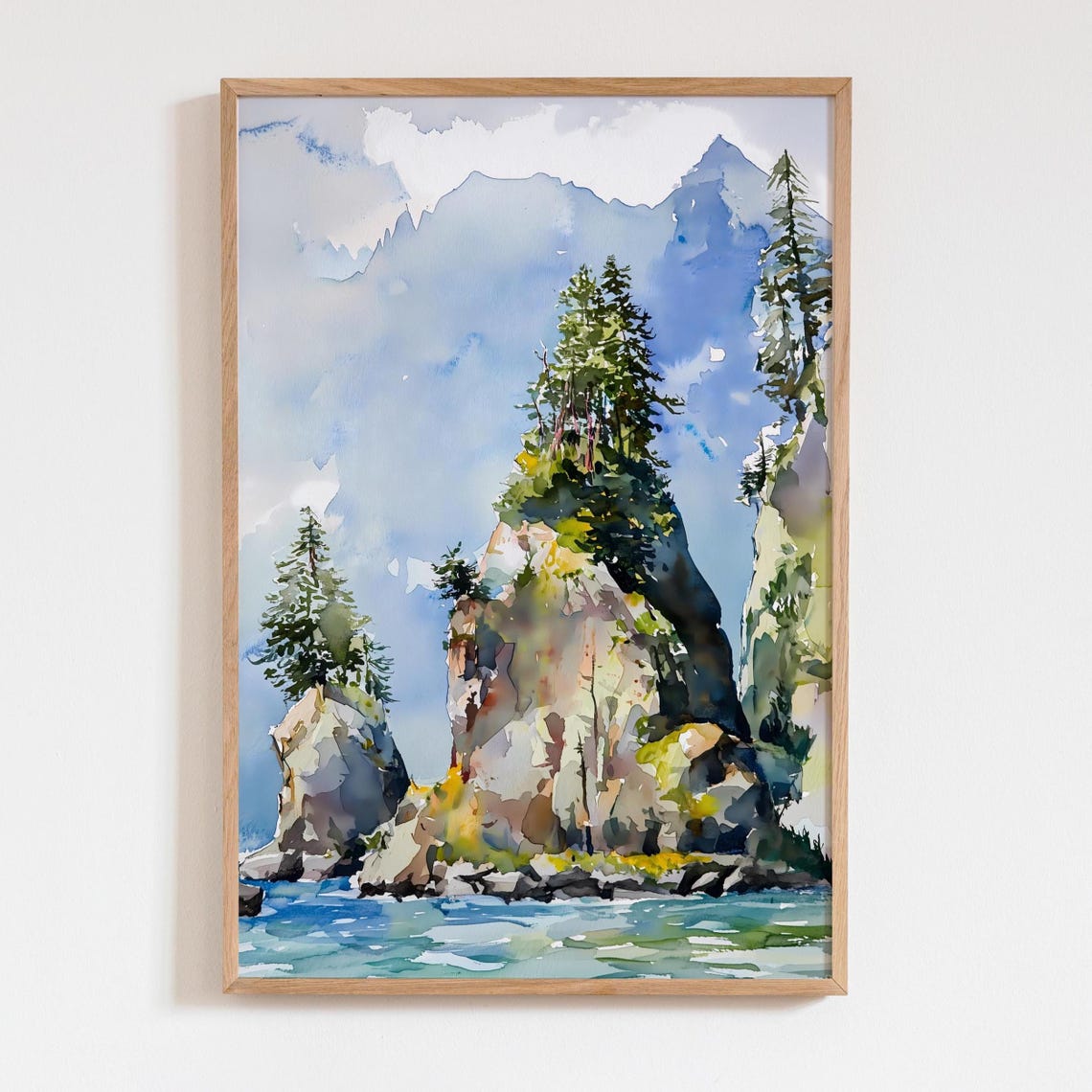 Kenai Fjords National Park Watercolor Print Alaska Nature Wall Art Serene Landscape Painting Outdoor Adventure