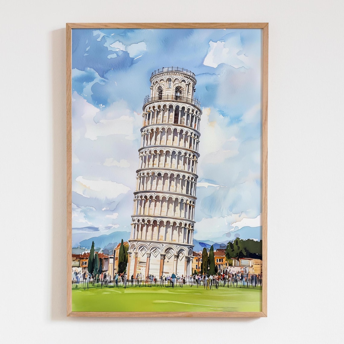 Leaning Tower Of Pisa Watercolor Travel Poster
