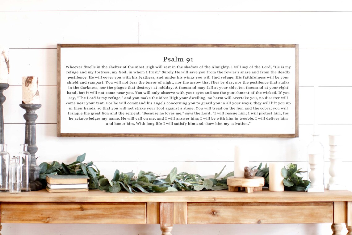 Psalm 91 Christian Scripture Wall Art, Poster Print - Image 2