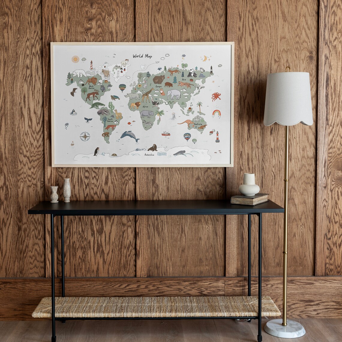 Animal-Themed Kids World Map Art Print, Zoo Decor - Image 3